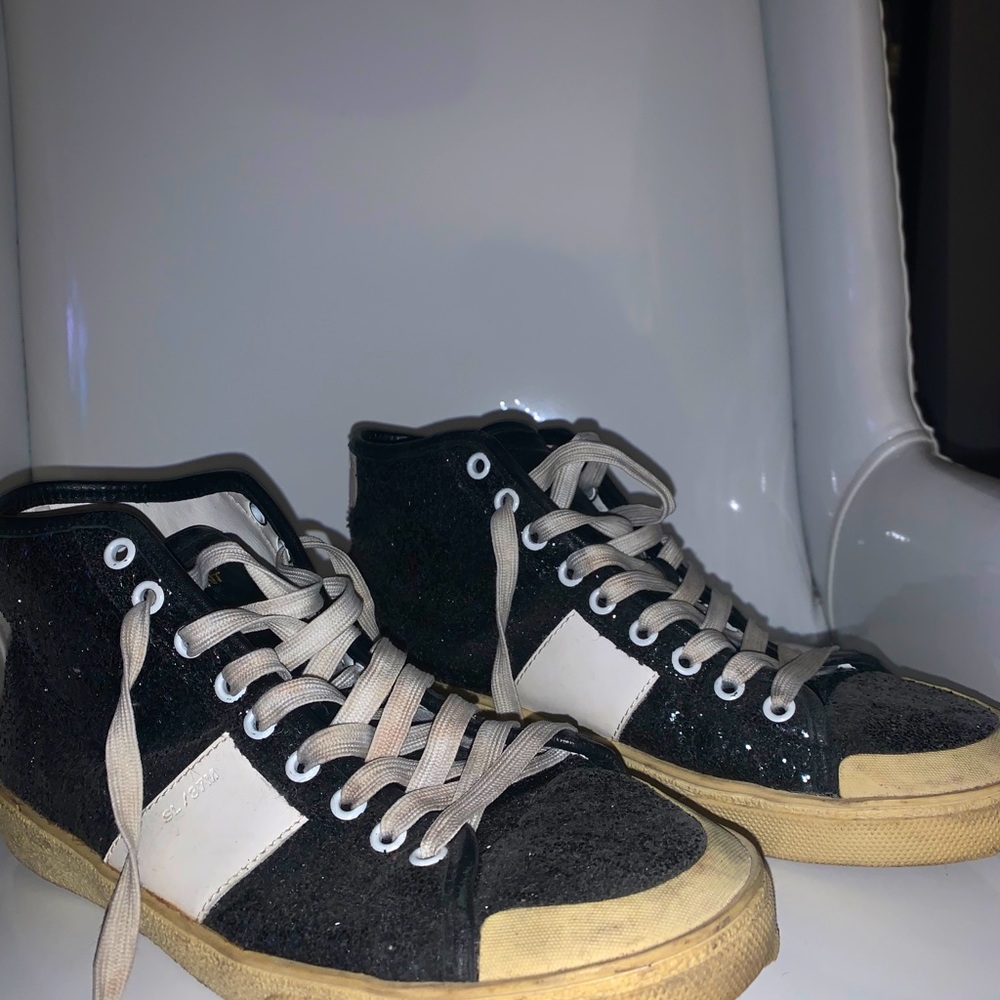 Saint Laurent  lack glitter and white sneakers